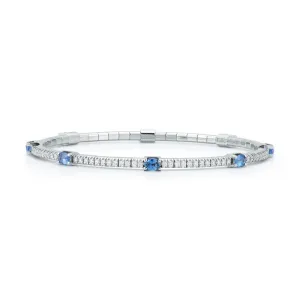2.45CT Diamond and Oval Blue Sapphire Stretch Bracelet