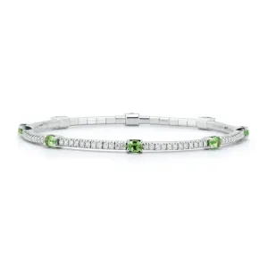 2.45CT Diamond and Oval Tsavorite Stretch Bracelet