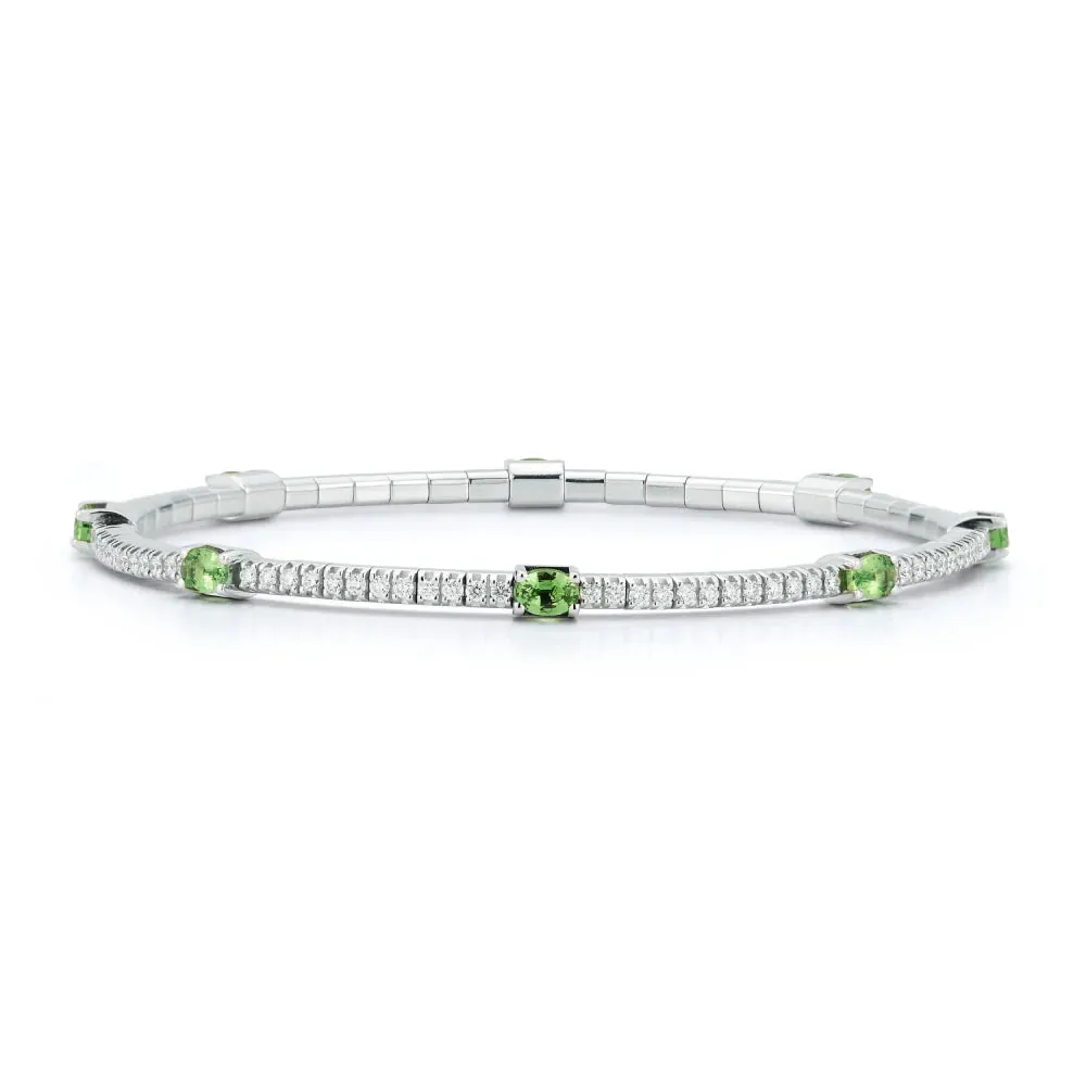 2.45CT Diamond and Oval Tsavorite Stretch Bracelet