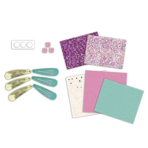 6 Glitter Hair Clips - Little Pets