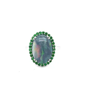 AMAZING OPAL AND TSAVORITE SET IN 14 KARAT WHITE GOLD AT REGARD JEWELRY IN AUSTIN, TEXAS