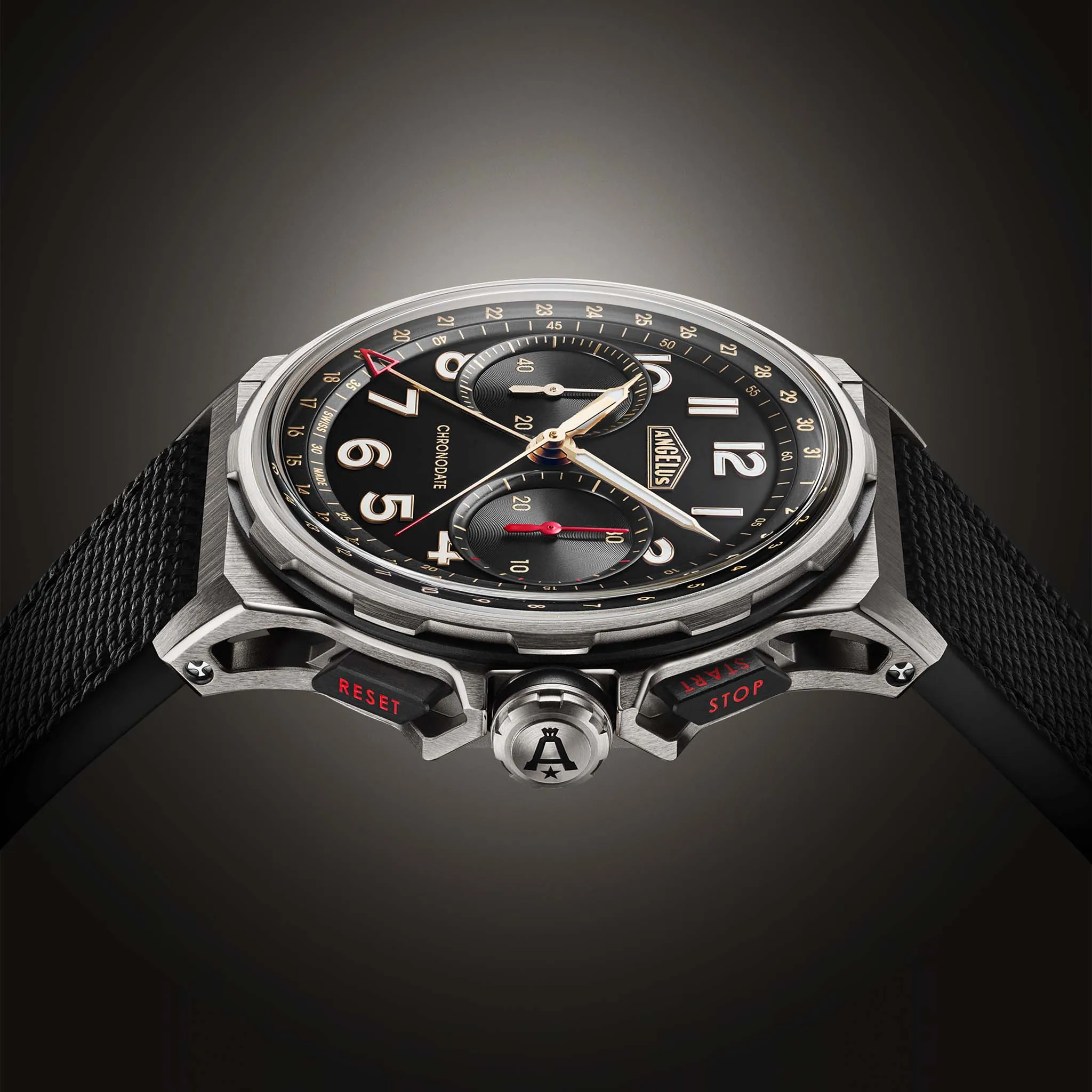 Angelus Chronodate Titanium Black Watch