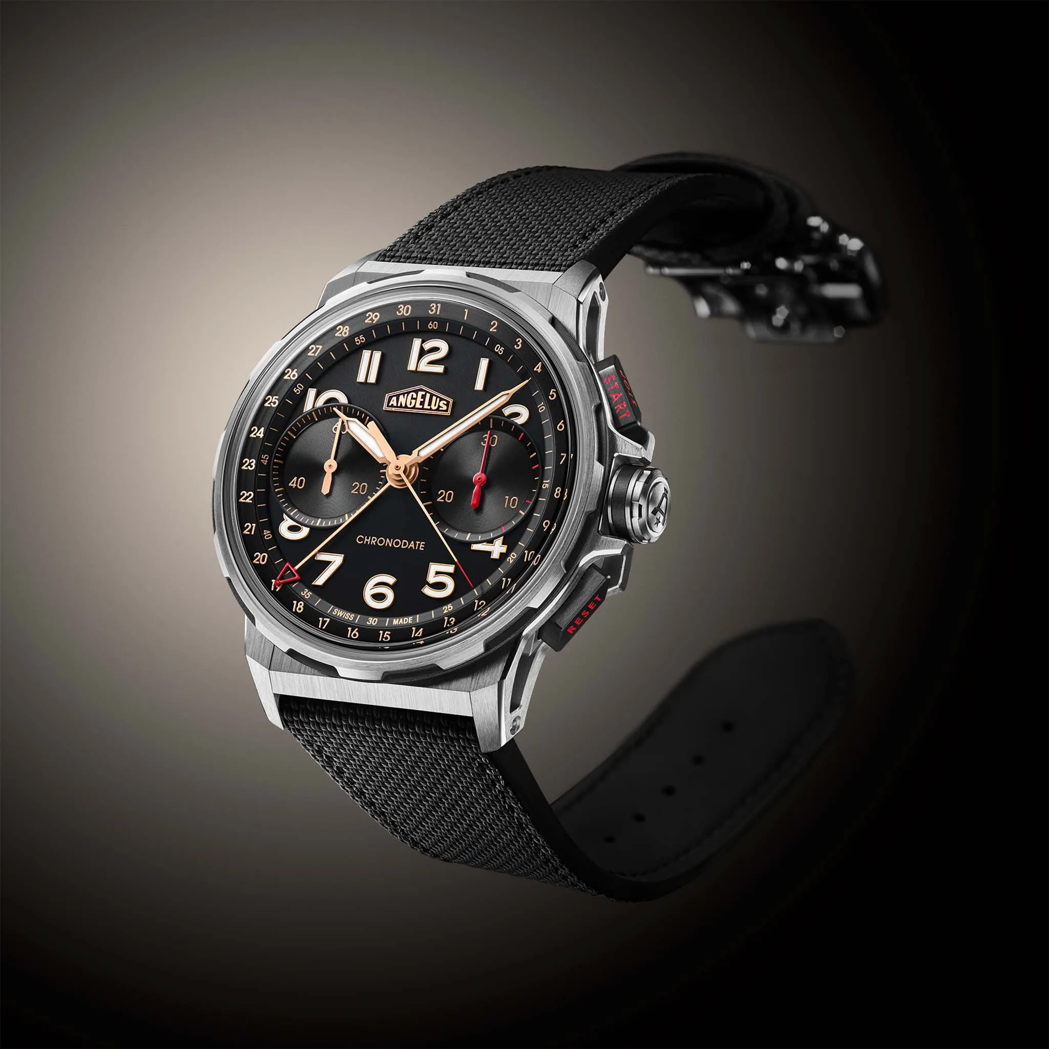 Angelus Chronodate Titanium Black Watch