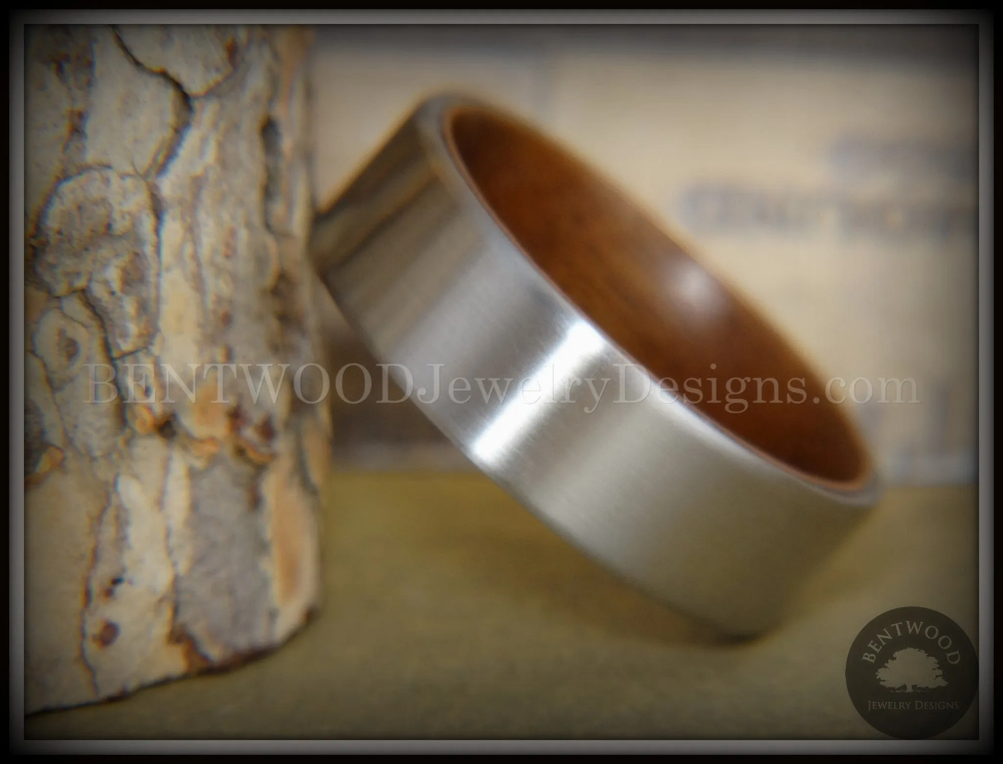 Bentwood Walnut Core Ring and Surgical Grade Hypo-Allergenic Stainless Steel Exterior
