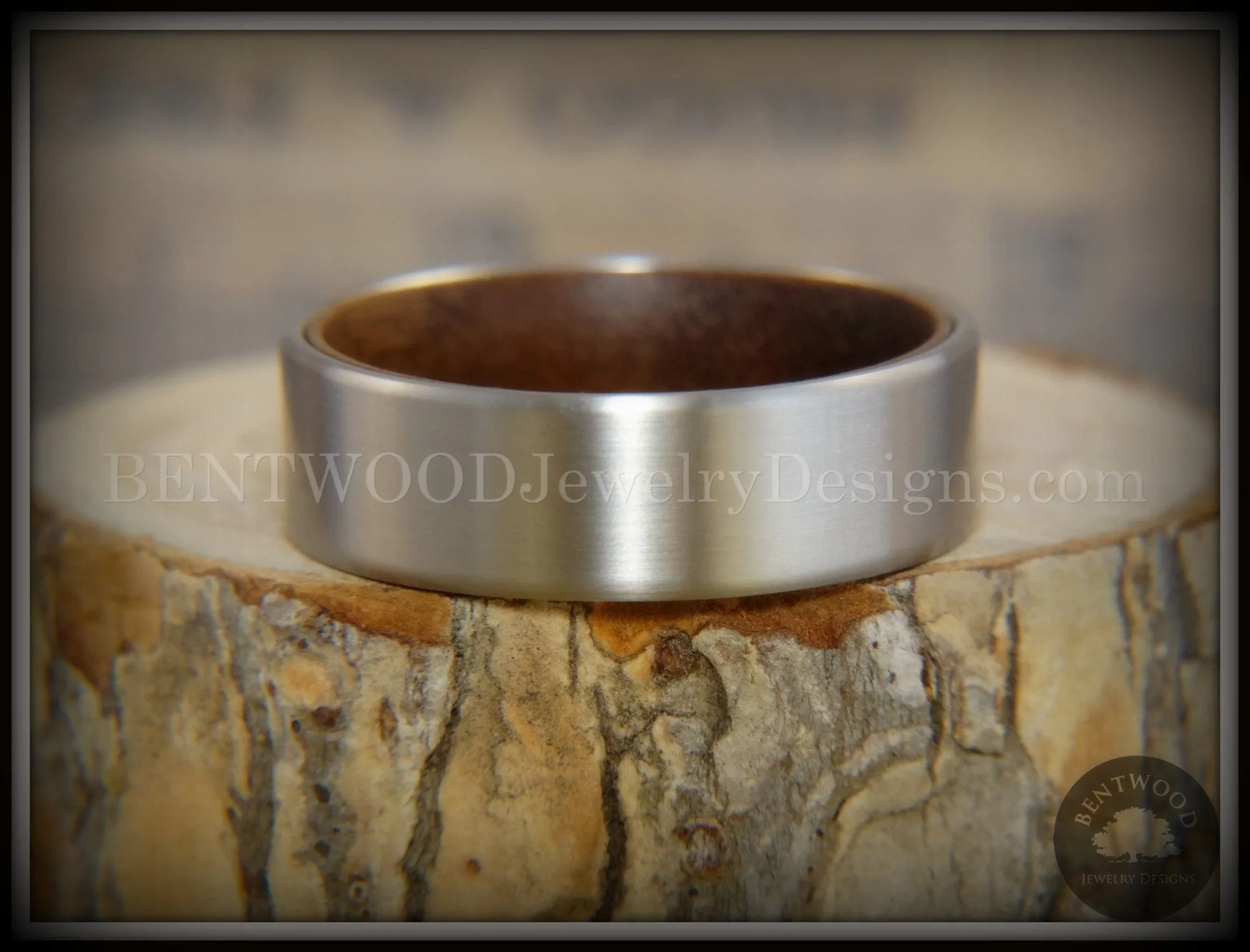 Bentwood Walnut Core Ring and Surgical Grade Hypo-Allergenic Stainless Steel Exterior