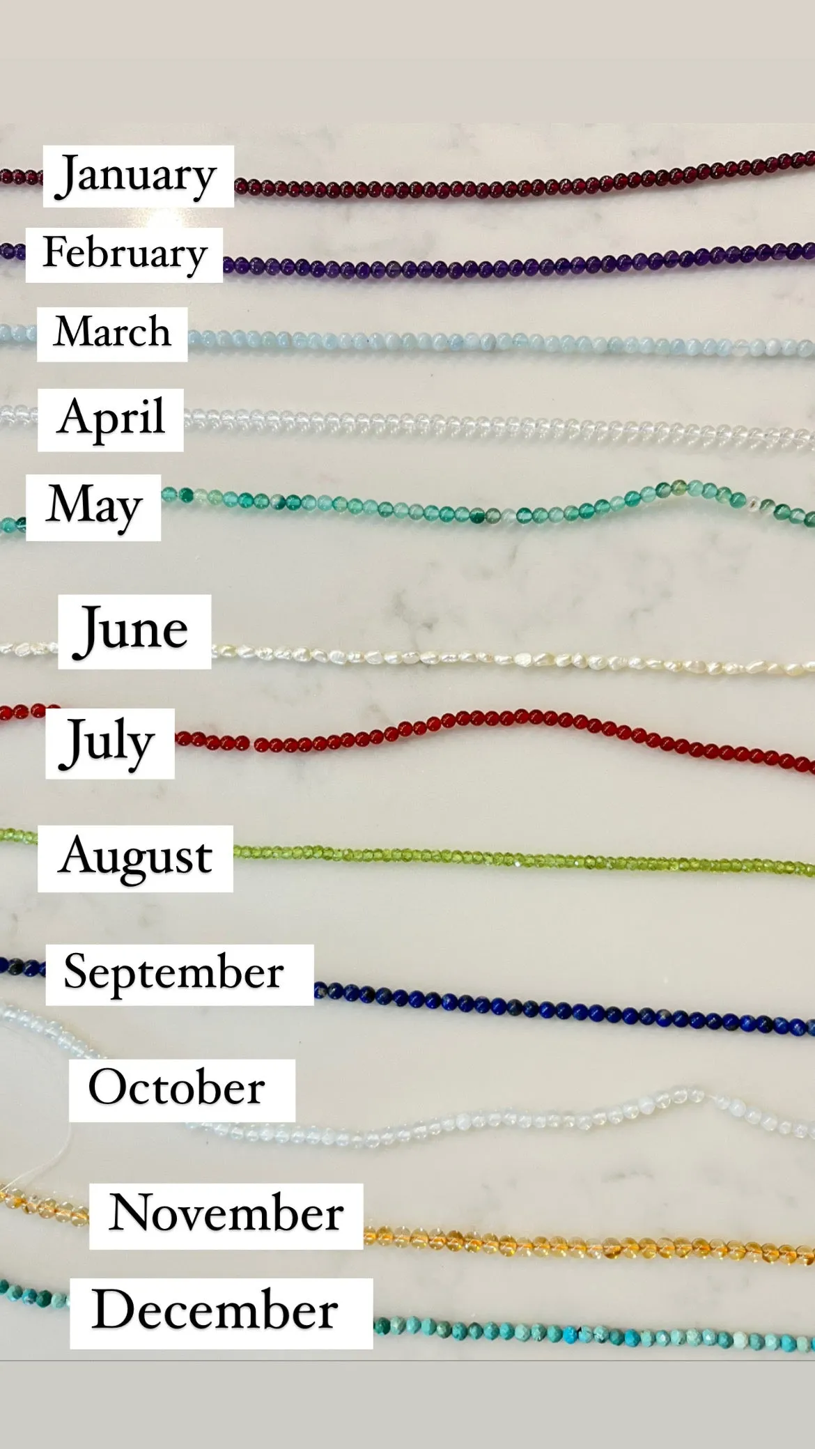 Birthstone Bracelet (single months)