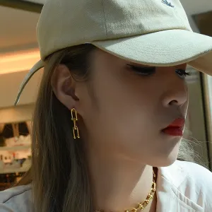 Color: Golden, style: Ear studs-A pair, Size:  - Horseshoe Buckle U-shaped Bracelet Earrings