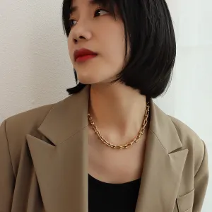 Color: Golden, style: Necklace-40plus 5cm, Size:  - Horseshoe Buckle U-shaped Bracelet Earrings
