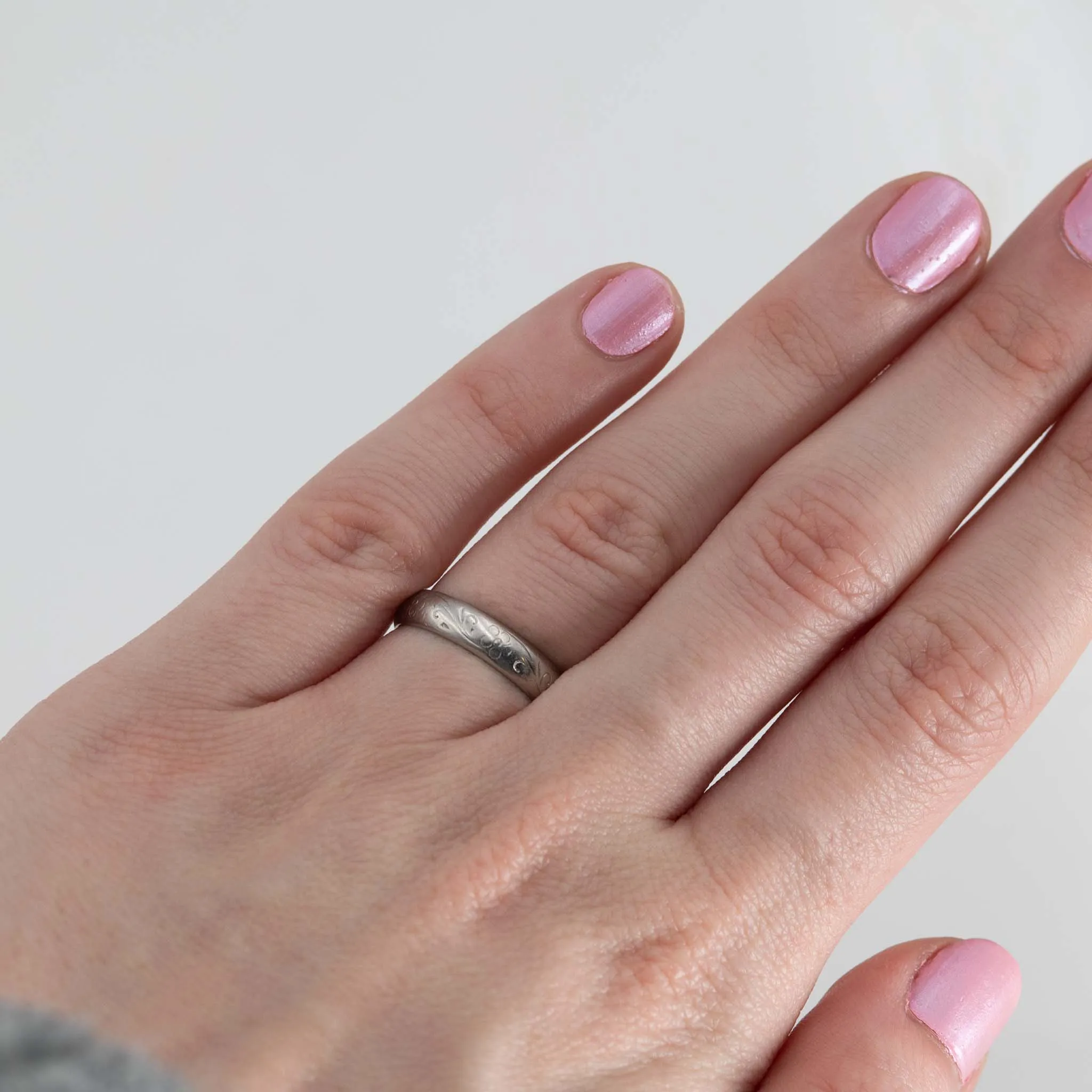 Contemporary Platinum Wedding Band Hallmarked Birmingham 1985