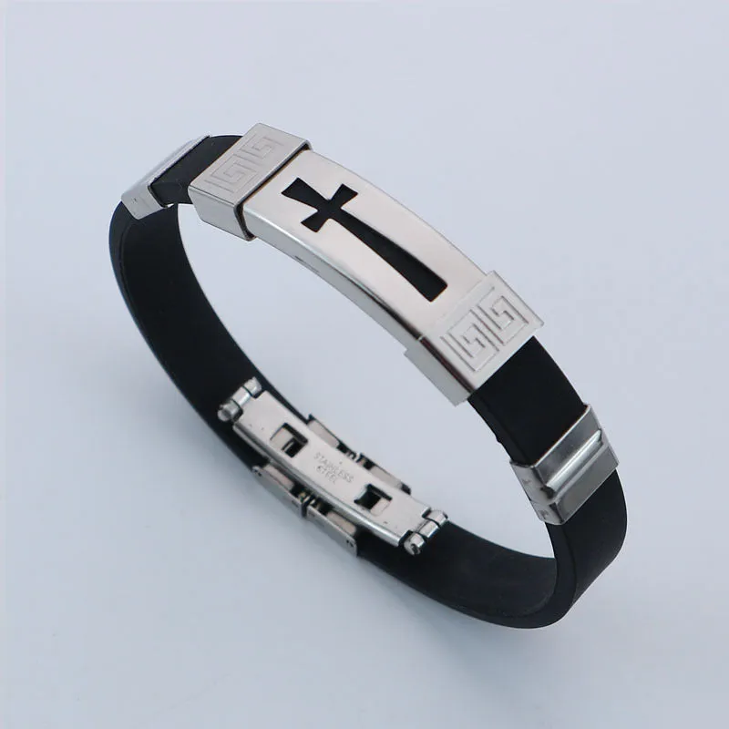 Cross Shaped Titanium Steel Boys Bracelet for Men | Metal