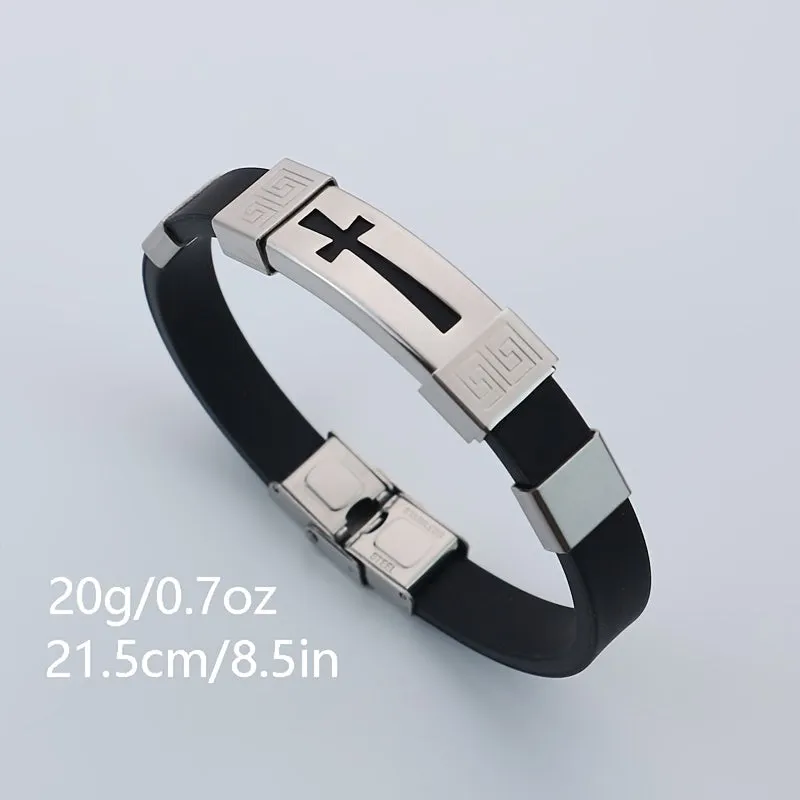 Cross Shaped Titanium Steel Boys Bracelet for Men | Metal