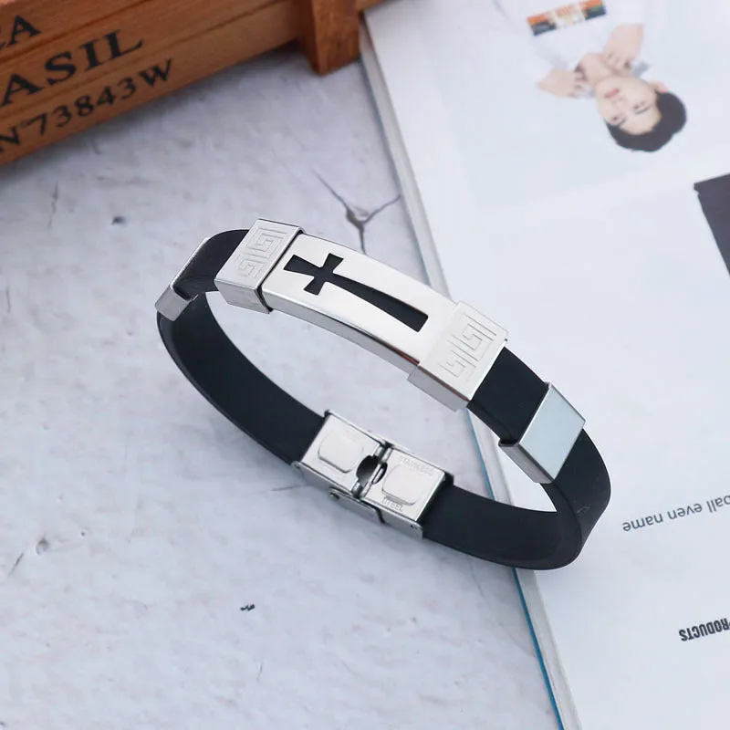 Cross Shaped Titanium Steel Boys Bracelet for Men | Metal