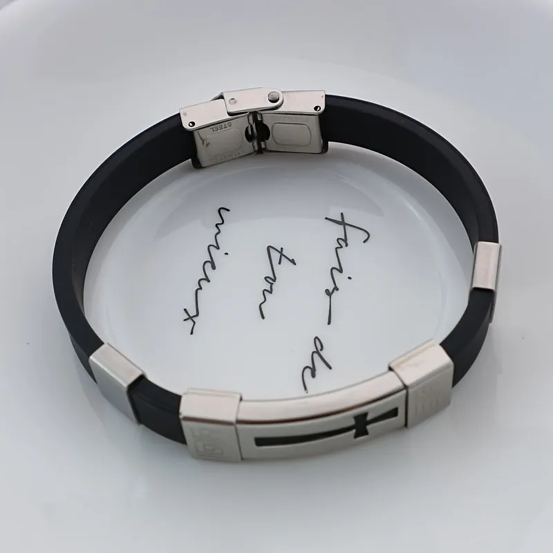 Cross Shaped Titanium Steel Boys Bracelet for Men | Metal