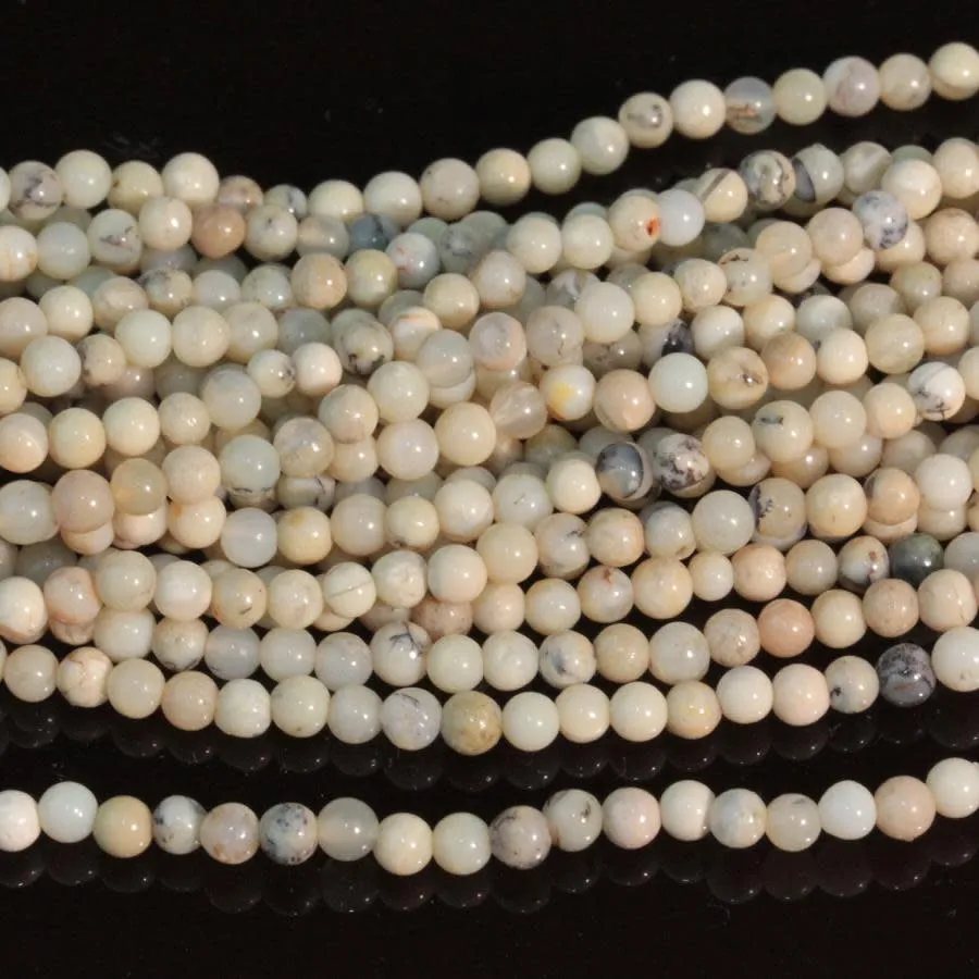 Dakota Stones 2mm White African Opal Round Bead Strand