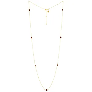 Dew Drops Dotted Garnet Long Necklace Gold