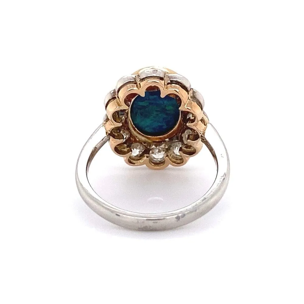 Edwardian 4.50ct Oval Black Opal & 1.44tcw Diamond Ring, s6 at Regard Jewelry in Austin, Texas