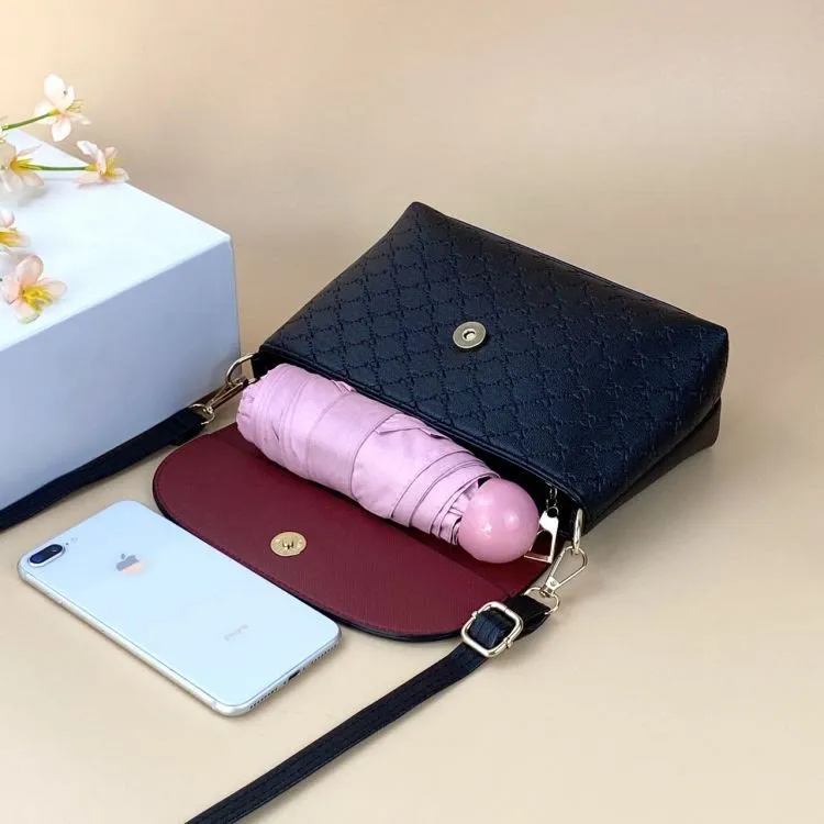 Elegant Pattern Printing Women Purse Clamshell Crossbody Leather Bag