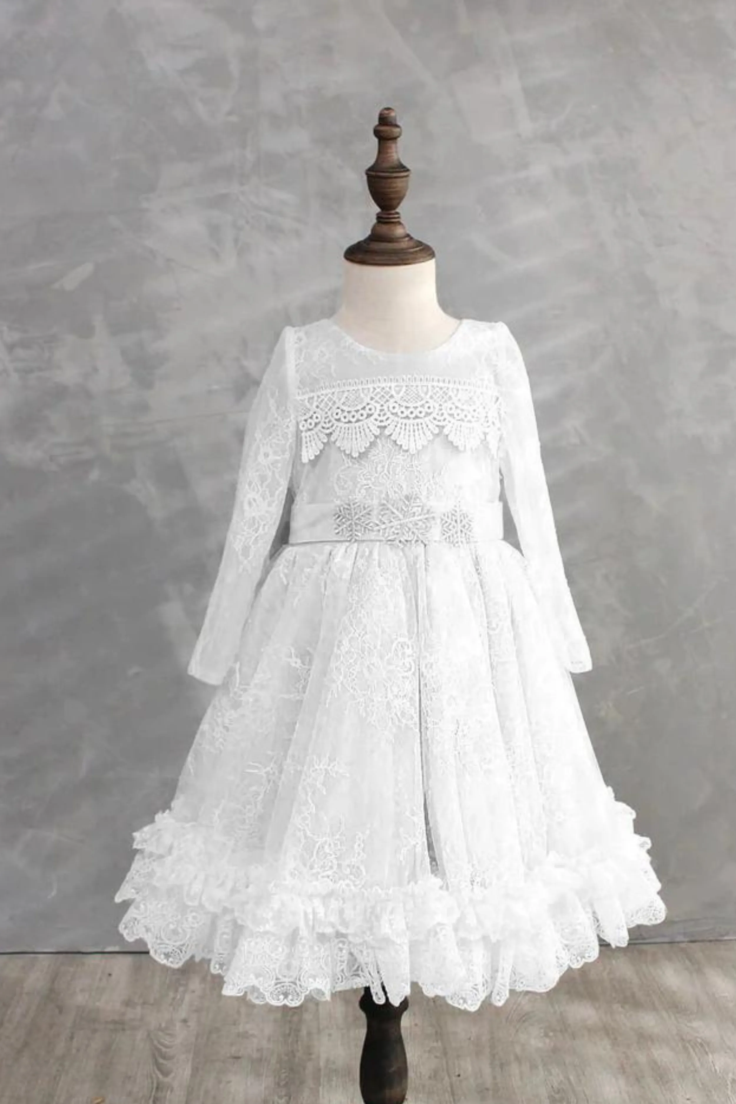 Elsa Long Sleeves Lace Dress (Blue/ Pink/ White)