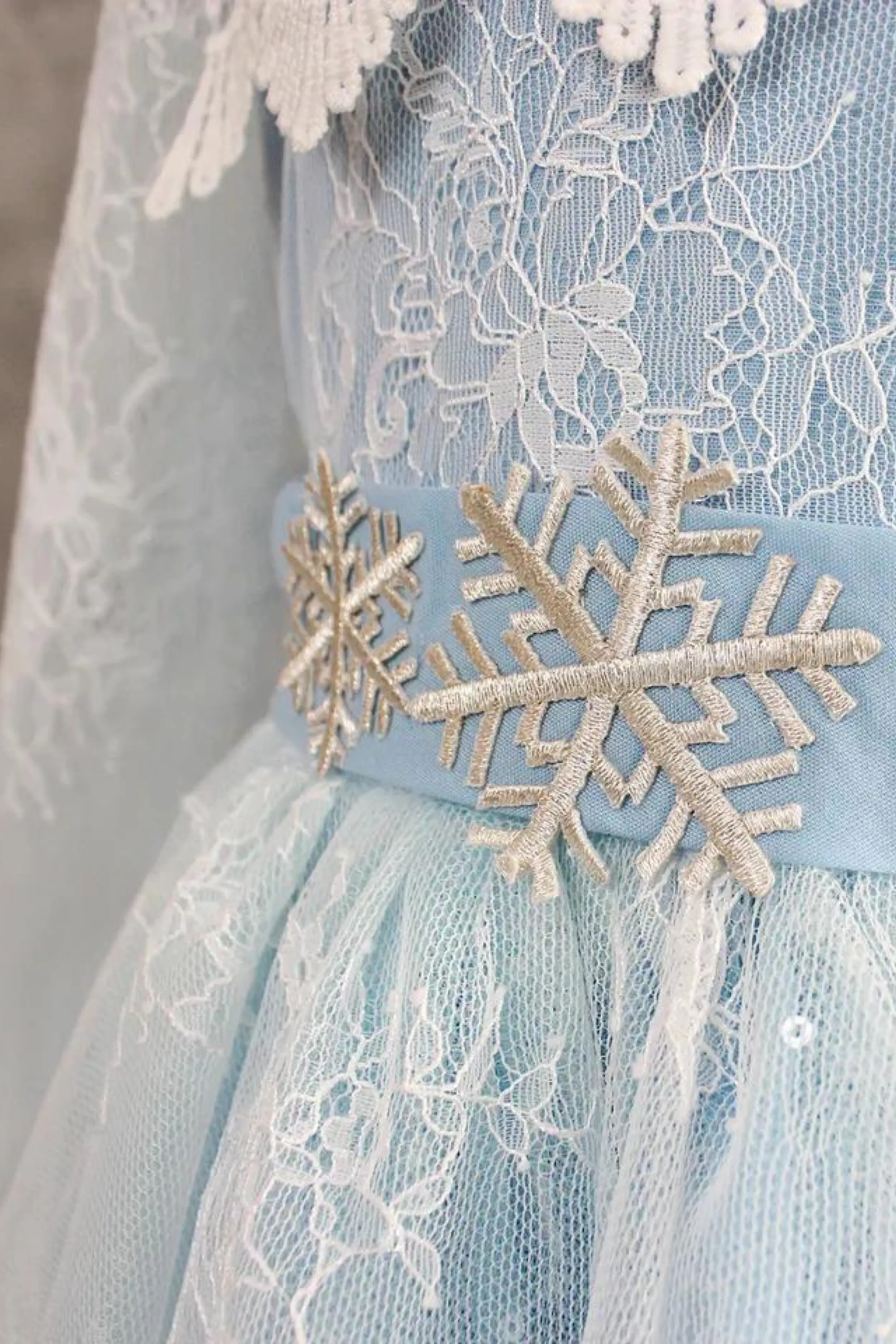 Elsa Long Sleeves Lace Dress (Blue/ Pink/ White)