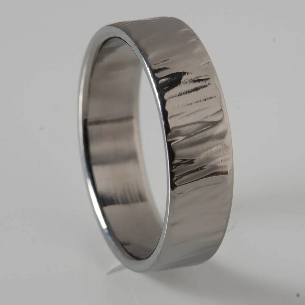 Hammer texture Mens titanium wedding band