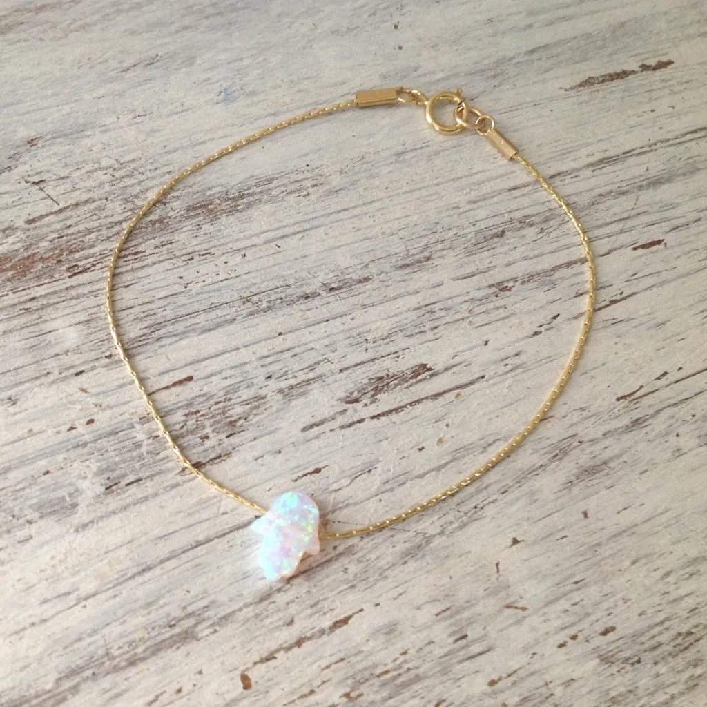 Hamsa birthstone opal bracelet