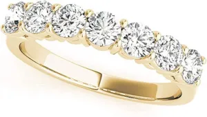 JewelMore 0.50 Carat (ctw) 14K Rose Gold White Diamond Ladies 7 Stone Bridal Wedding Band Anniversary Ring 1/2 CT