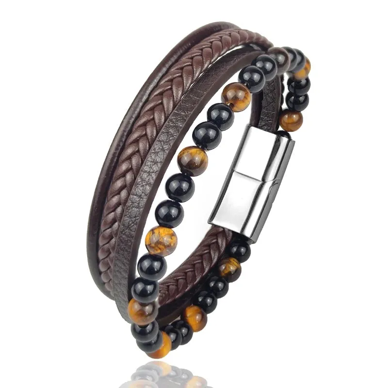 Leather Charm Bracelet for Men/Women