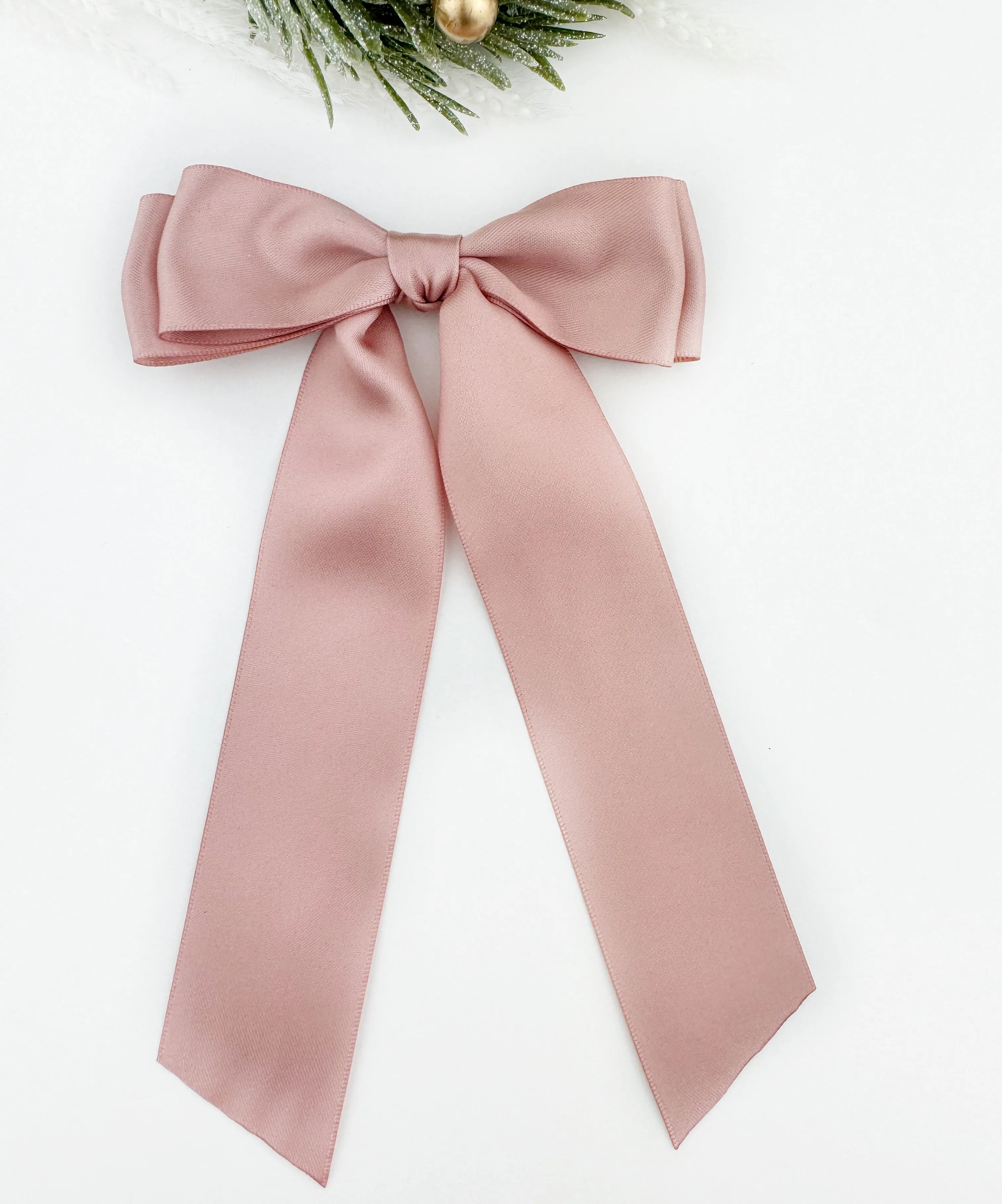 Long Satin Bow - Barrette or Standard Clip