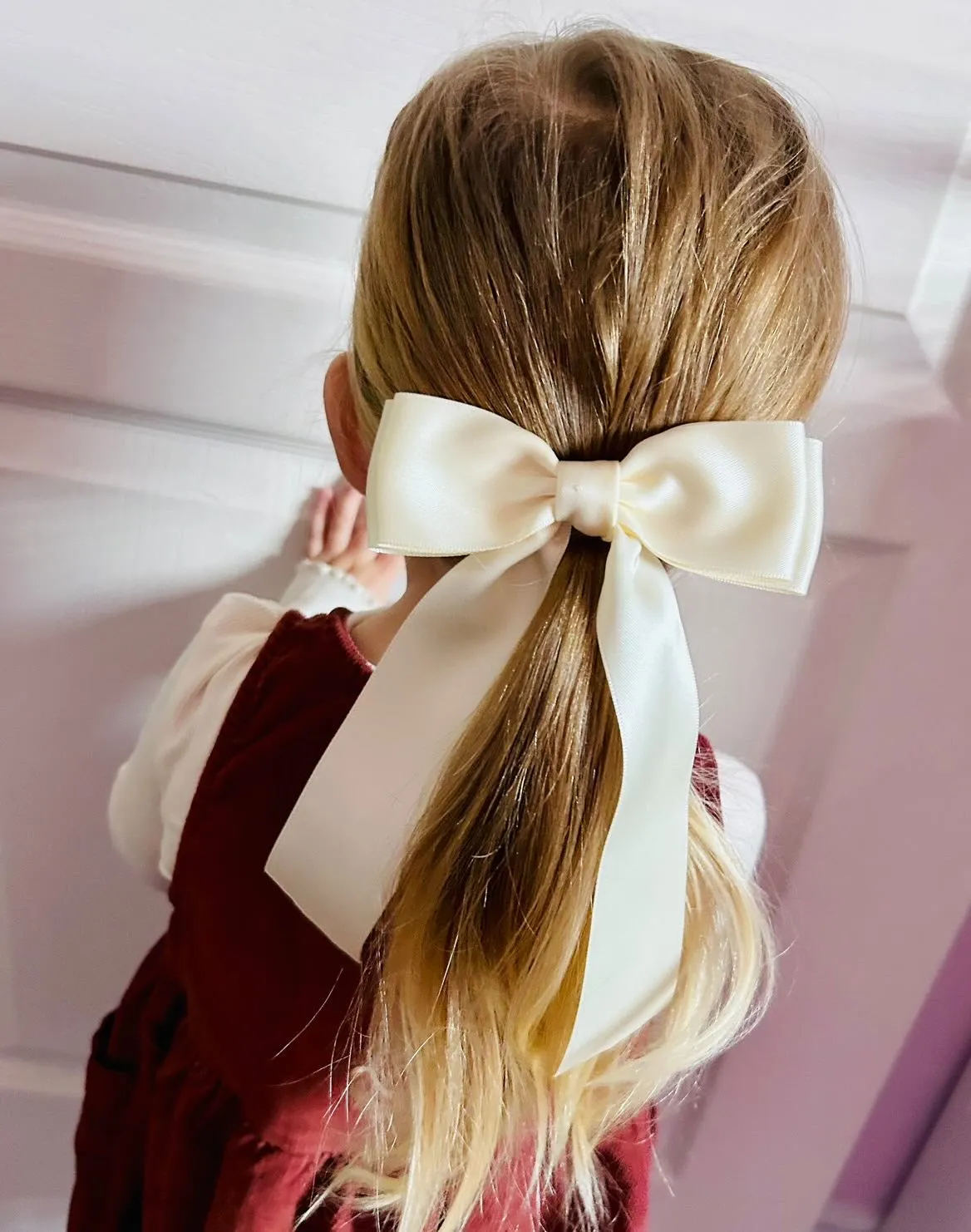 Long Satin Bow - Barrette or Standard Clip