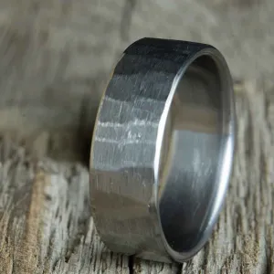 Lunar- Distressed titanium mens ring