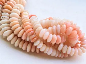 Natural Pink Peruvian Opal Micro Faceted German Cut Rondelle Beads