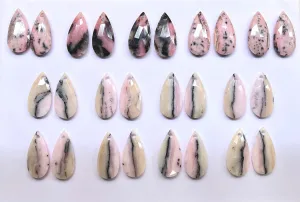 Pair of Peruvian Pink Opal Pear Shape Faceted Briolette