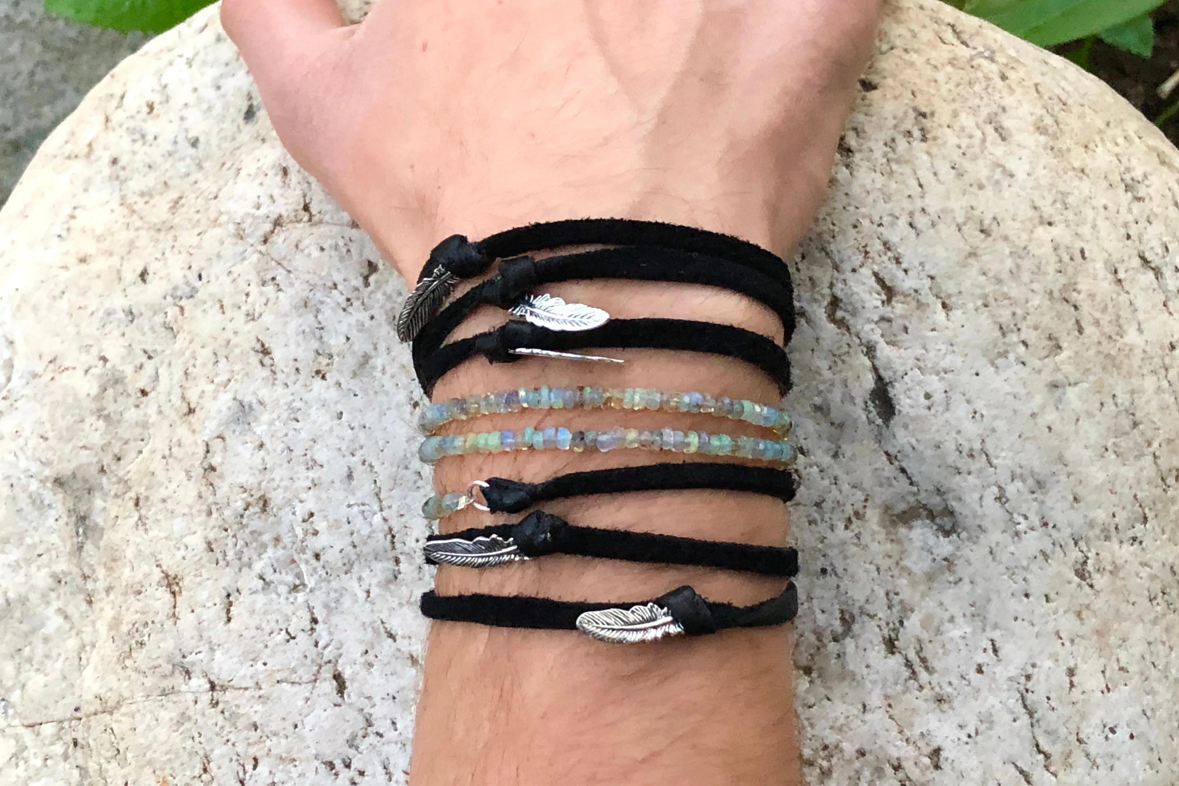 Rainbow Opal Wrap Bracelet