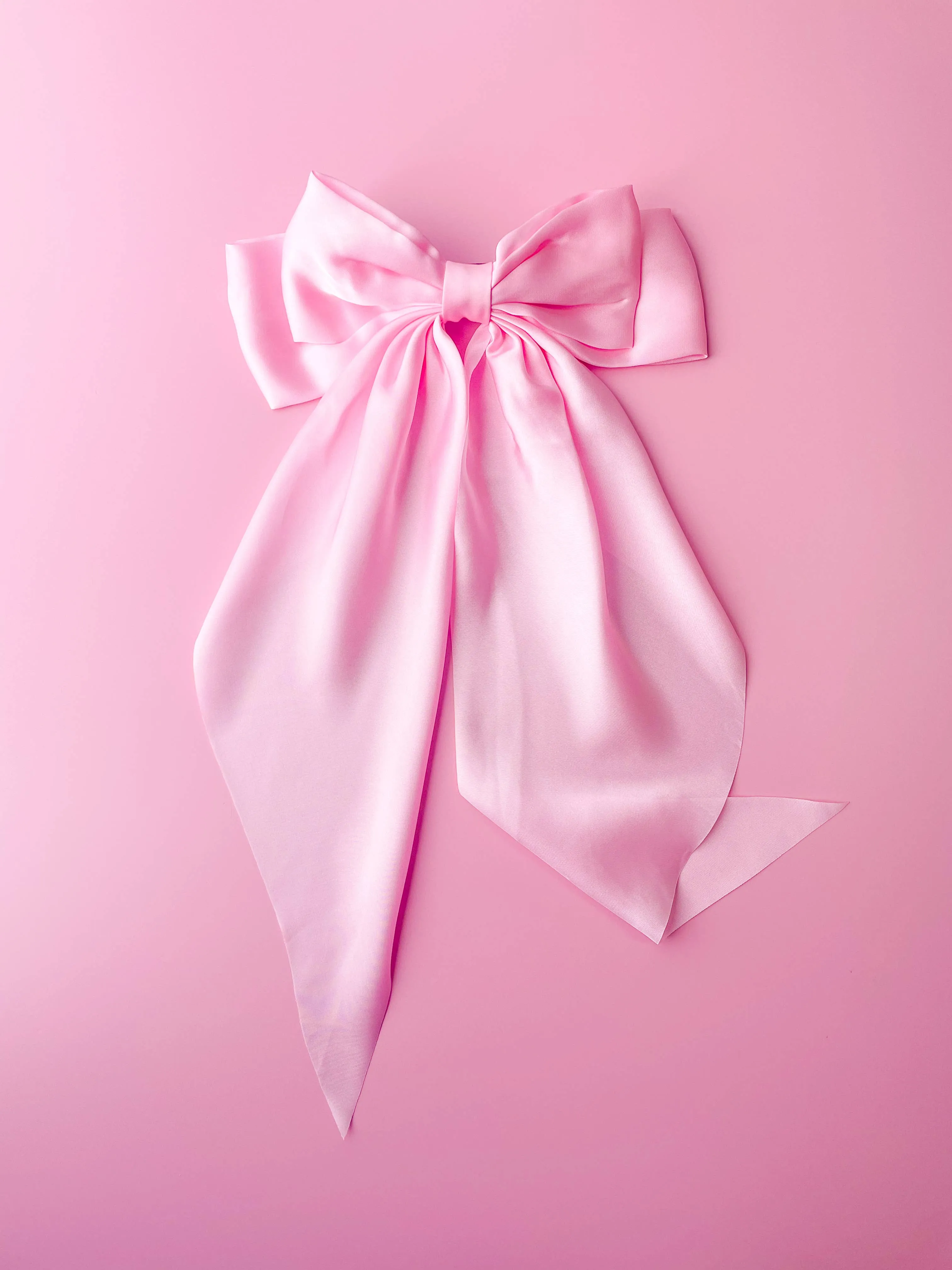Rock Paper Scissors - Silky Oversized Ribbon Hair Bow Barrette: Dusty Rose