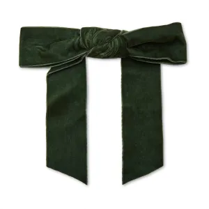 Shirley Velvet Bow Barrette ~ Green Pine