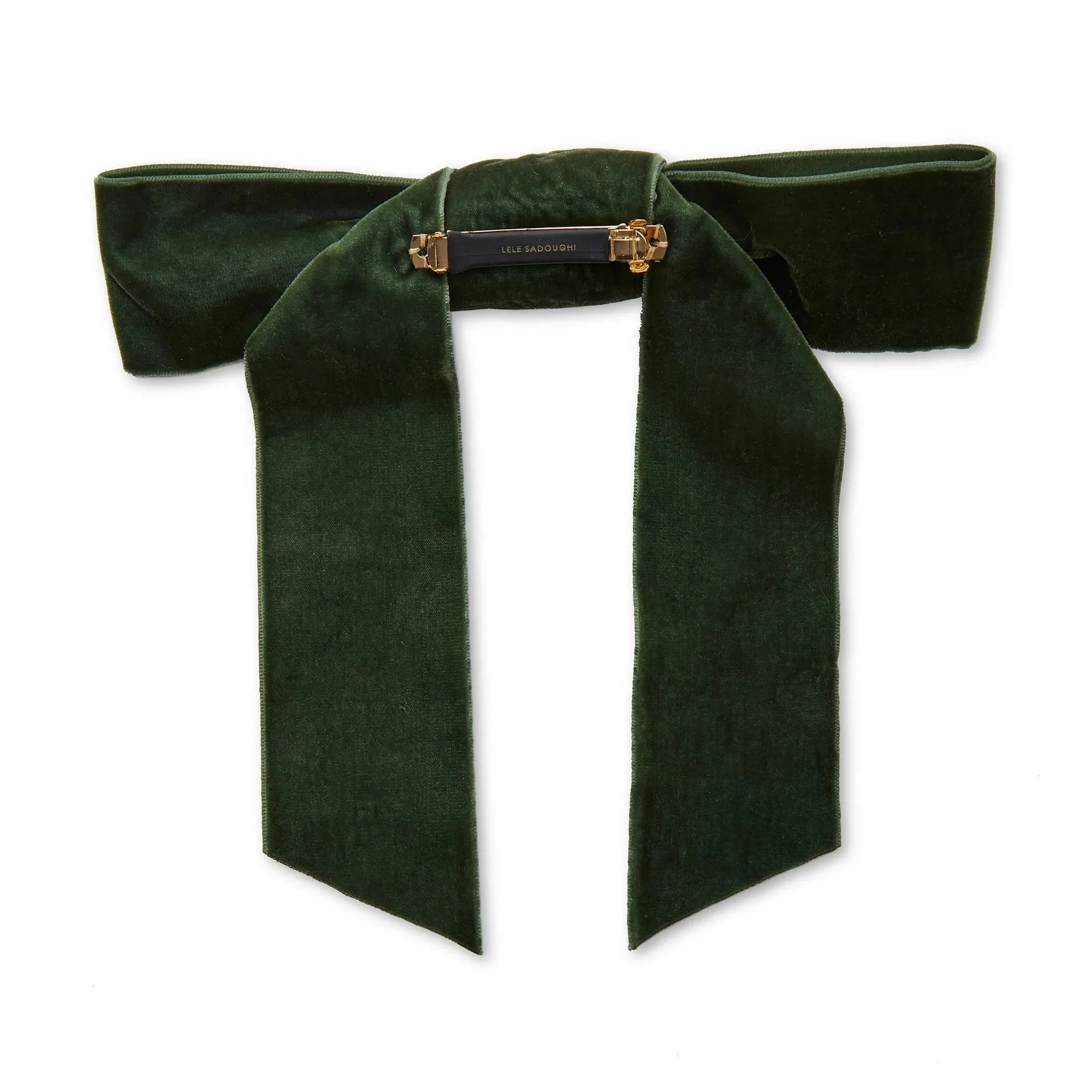 Shirley Velvet Bow Barrette ~ Green Pine