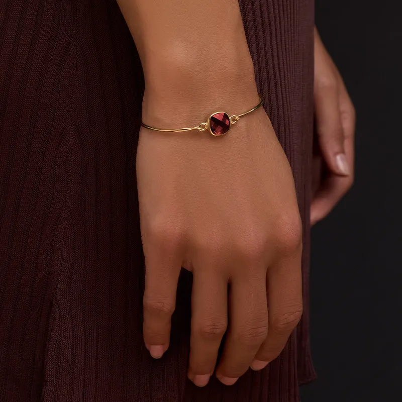 Tetra Bangle, Garnet, Gold