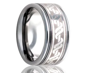 Titanium Deep Groove Laser Engraved Wrapped Ring