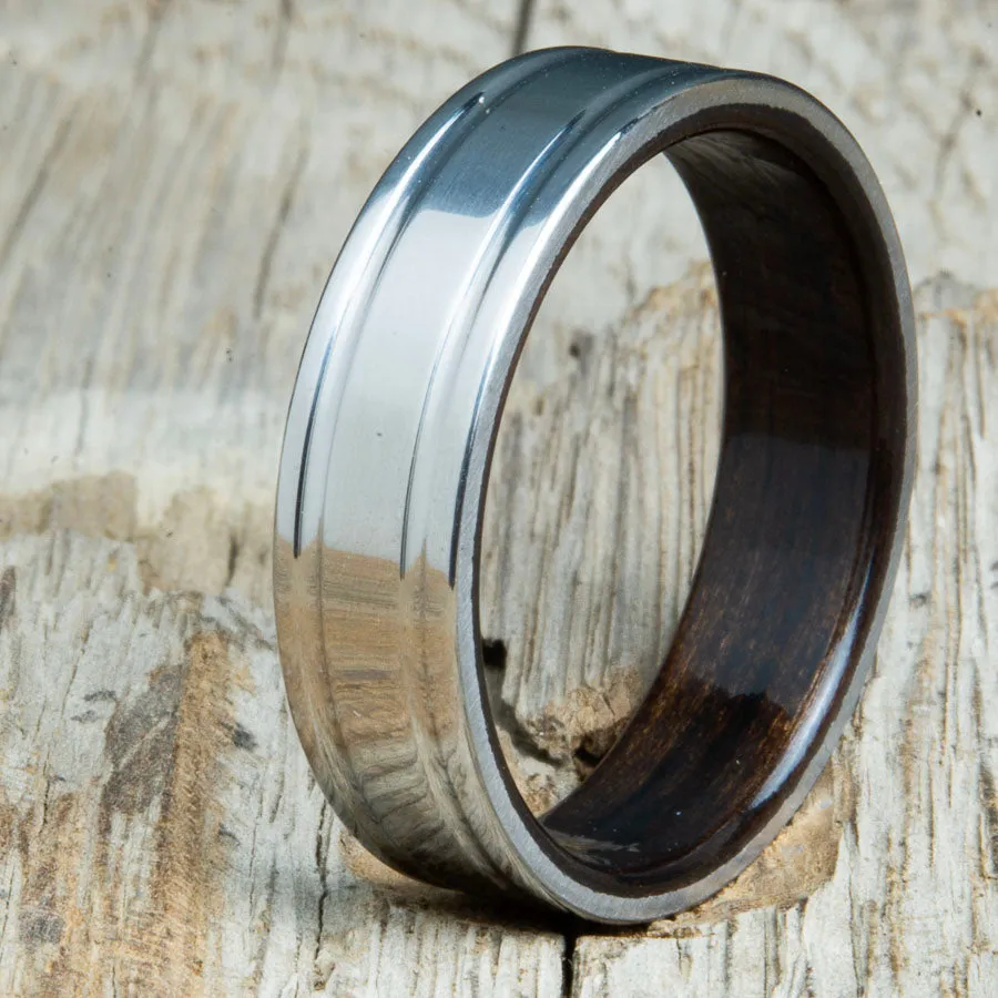 Titanium wedding band with Ebony interior