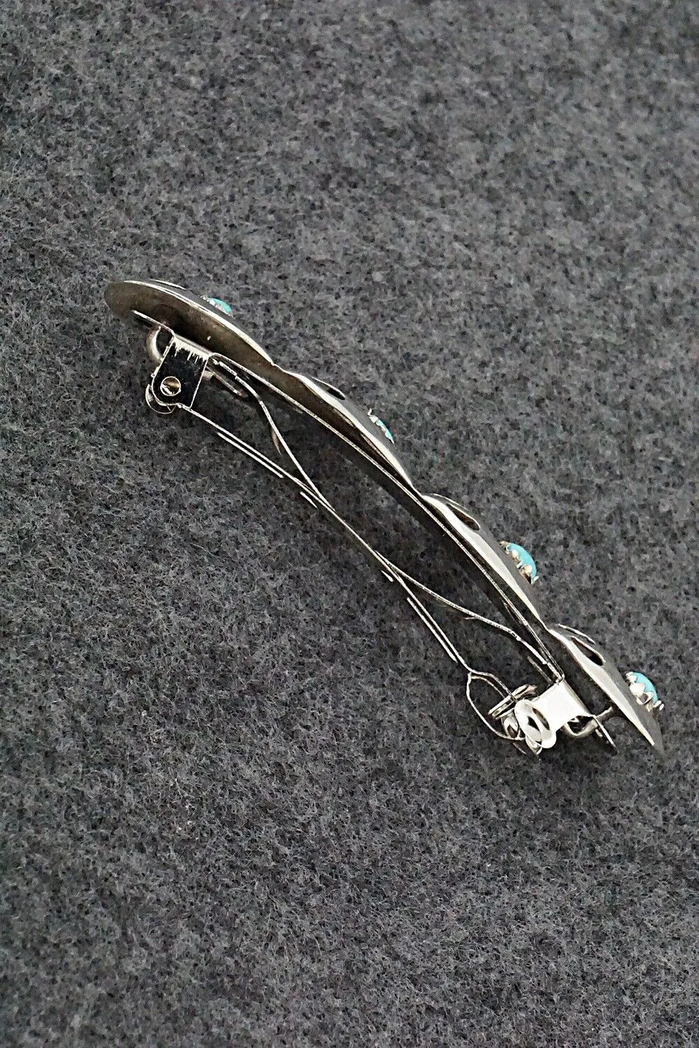 Turquoise & Sterling Silver Hair Barrette - Virginia Long