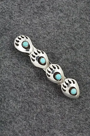 Turquoise & Sterling Silver Hair Barrette - Virginia Long