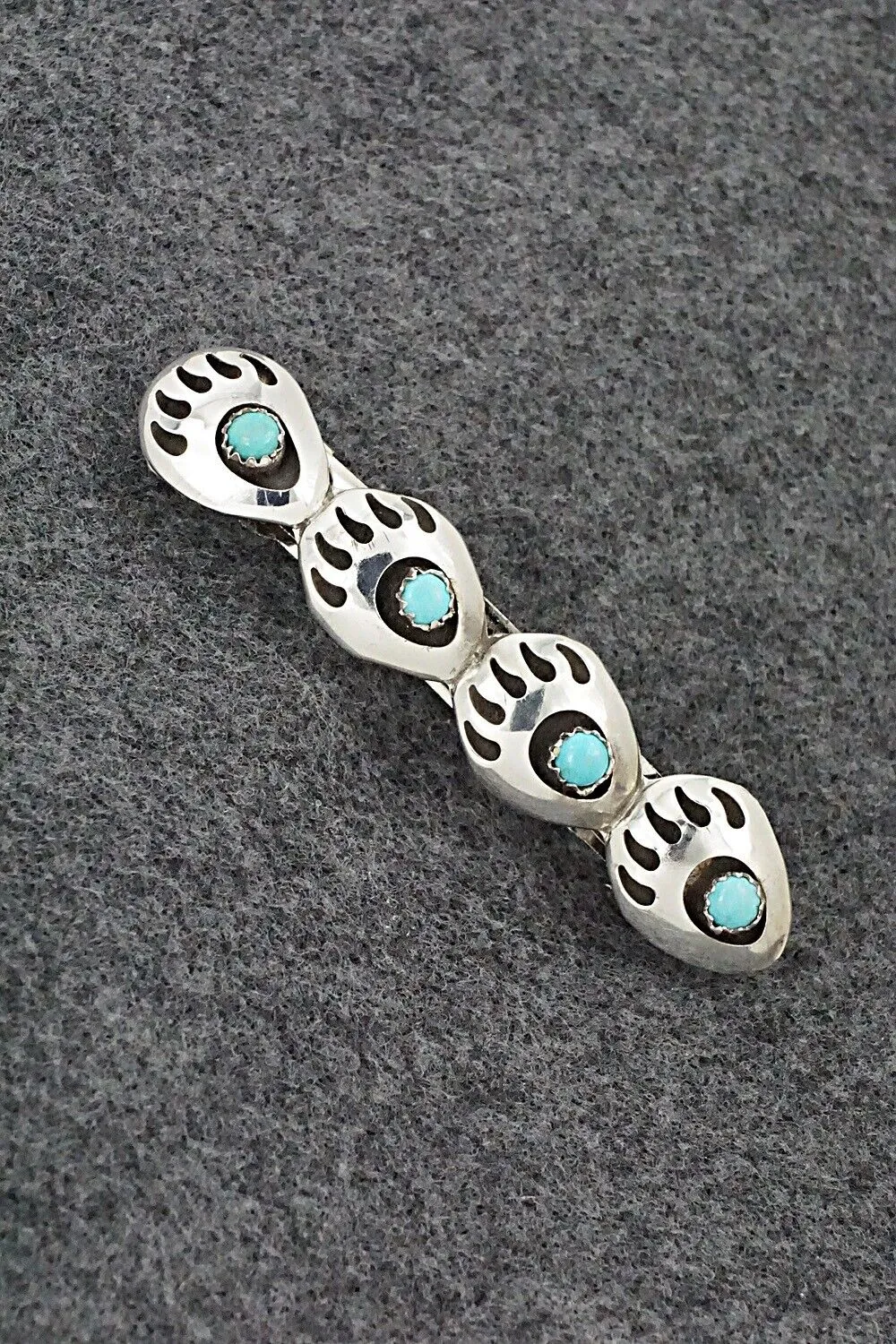 Turquoise & Sterling Silver Hair Barrette - Virginia Long