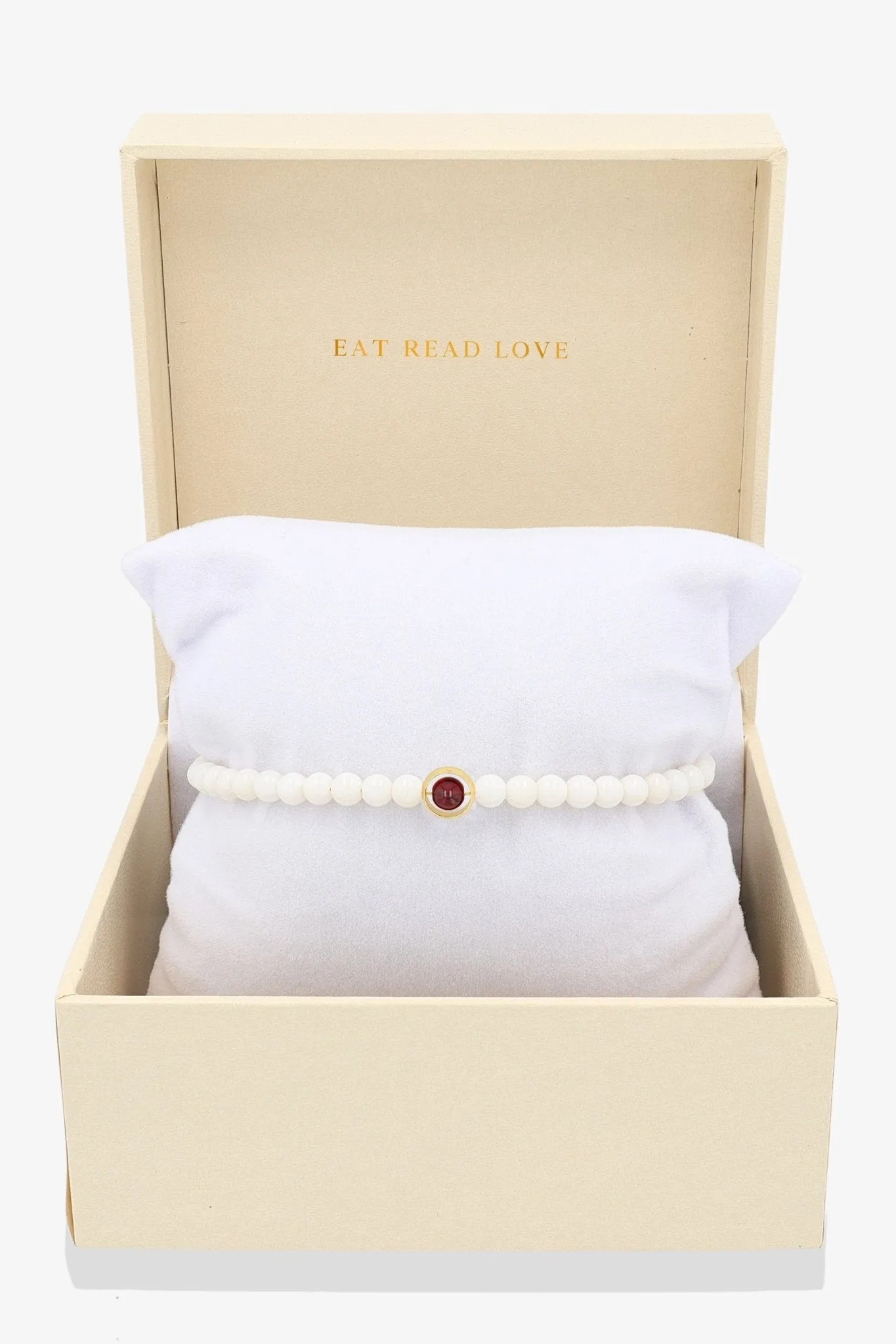 White Coral with Garnet Gold Vermeil Honor Bracelet